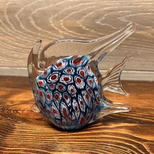 Art Glass Angel Fish Hand Blown Murano Style Figurine‎ Paperweight Milliefiore
